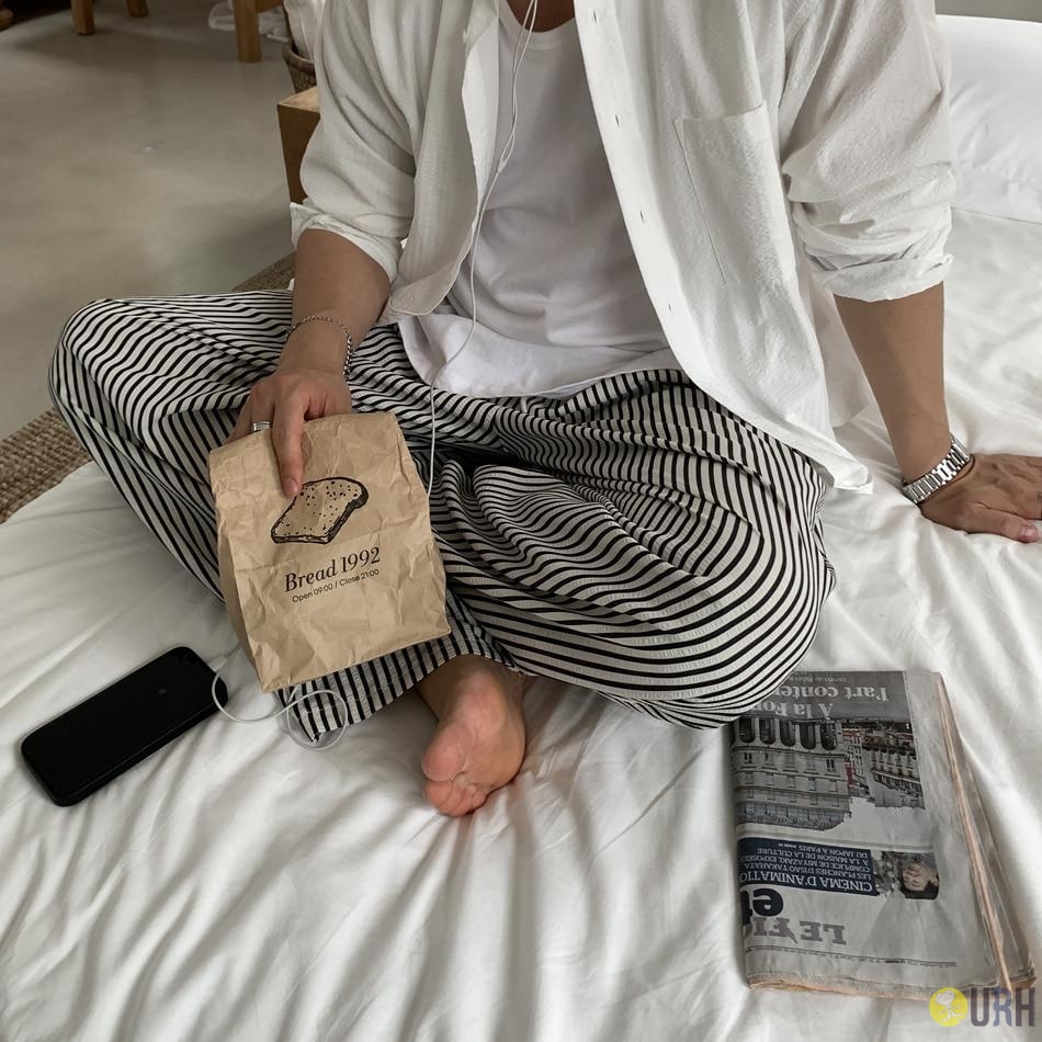 【100%保證韓國直送】After Mono 條紋側褶垂墜寬鬆橡筋腰長褲 👖 [2 color] RL115019