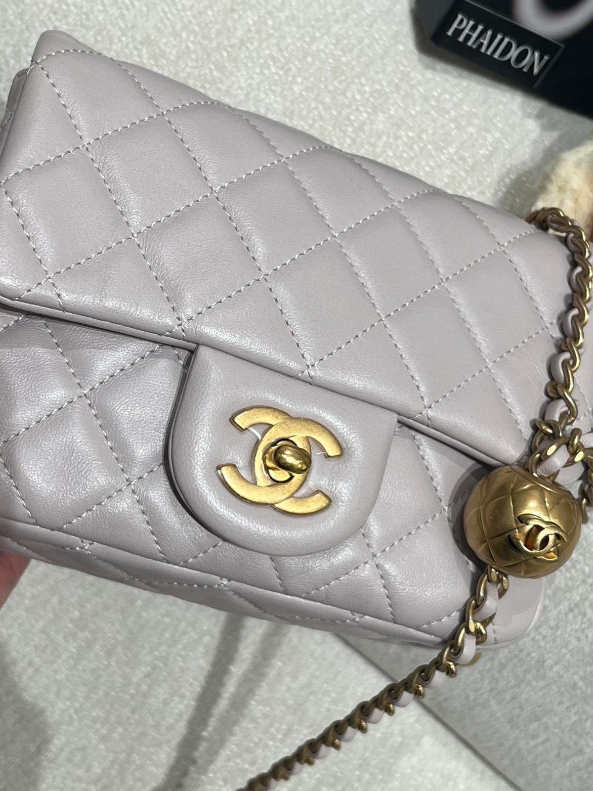 Chanel mini flap with pearl crush 金球方胖子 100%Authentic,98%new ✅晶片✅收據✅dust bag✅box