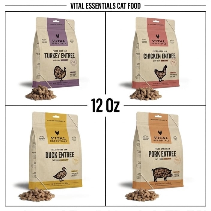 Vital Essentials 凍乾脫水生肉 貓主糧肉粒（4款口味）12 Oz