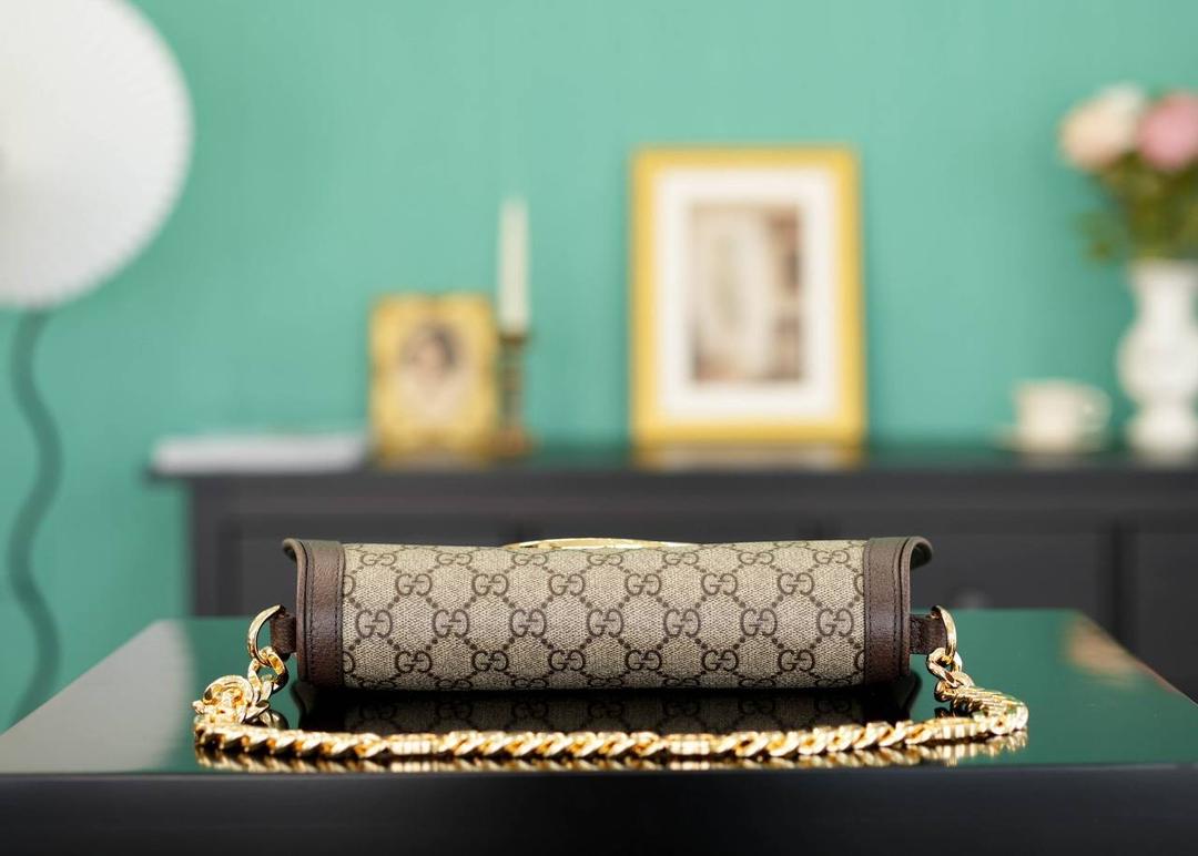 🥯GG Blondie系列肩背包 棕色28cm 摩登复古担当Gucci Blondie系列的一个经典款，双𝐆互扣式标志五金，大气精致，满满的时尚高级感，包身双肩带设计，我个人就超爱它的这个金色链条腋下设计，皮肩带多样式搭配，多种背法随意切换，不被定义的风格，气场超强大~ 官方款号 699268 尺寸：28x16x4cm