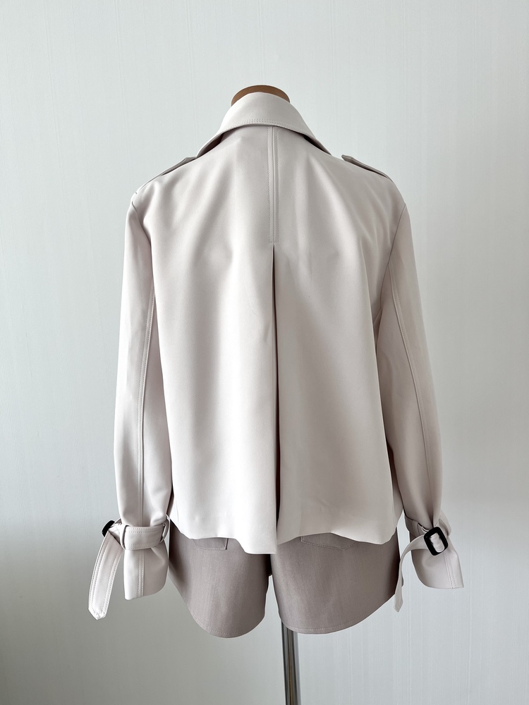 Trench-Style Short Coat (Cream)