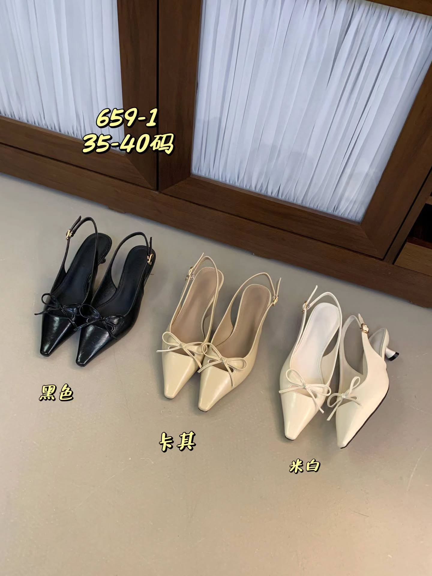 659-1 尖头蝴蝶结后空猫跟鞋 🇨🇳