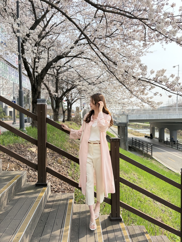 Silky Belted Trench Coat (Pink)