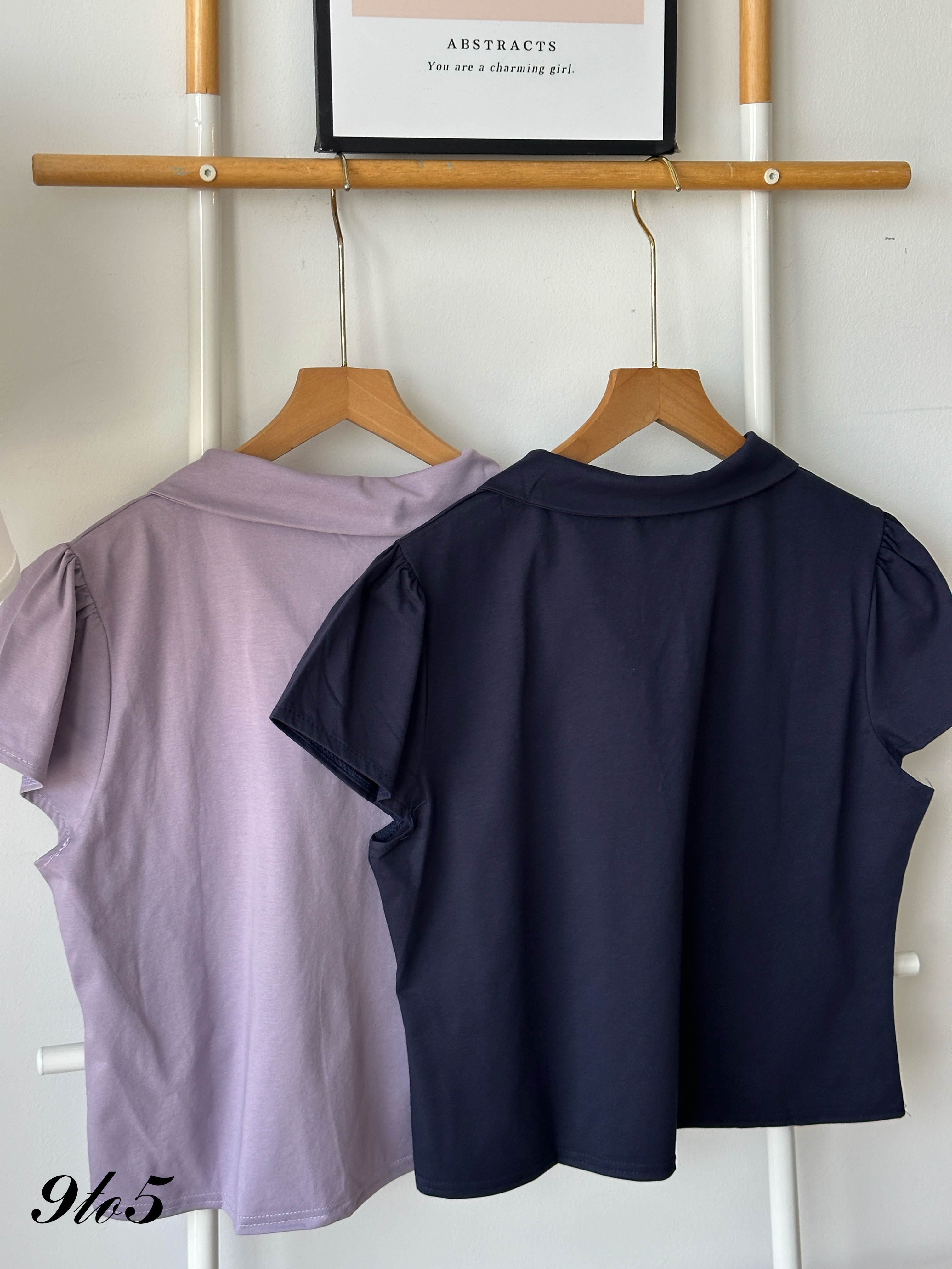 T4252 Peter Pan Collar Top - Blue & Purple