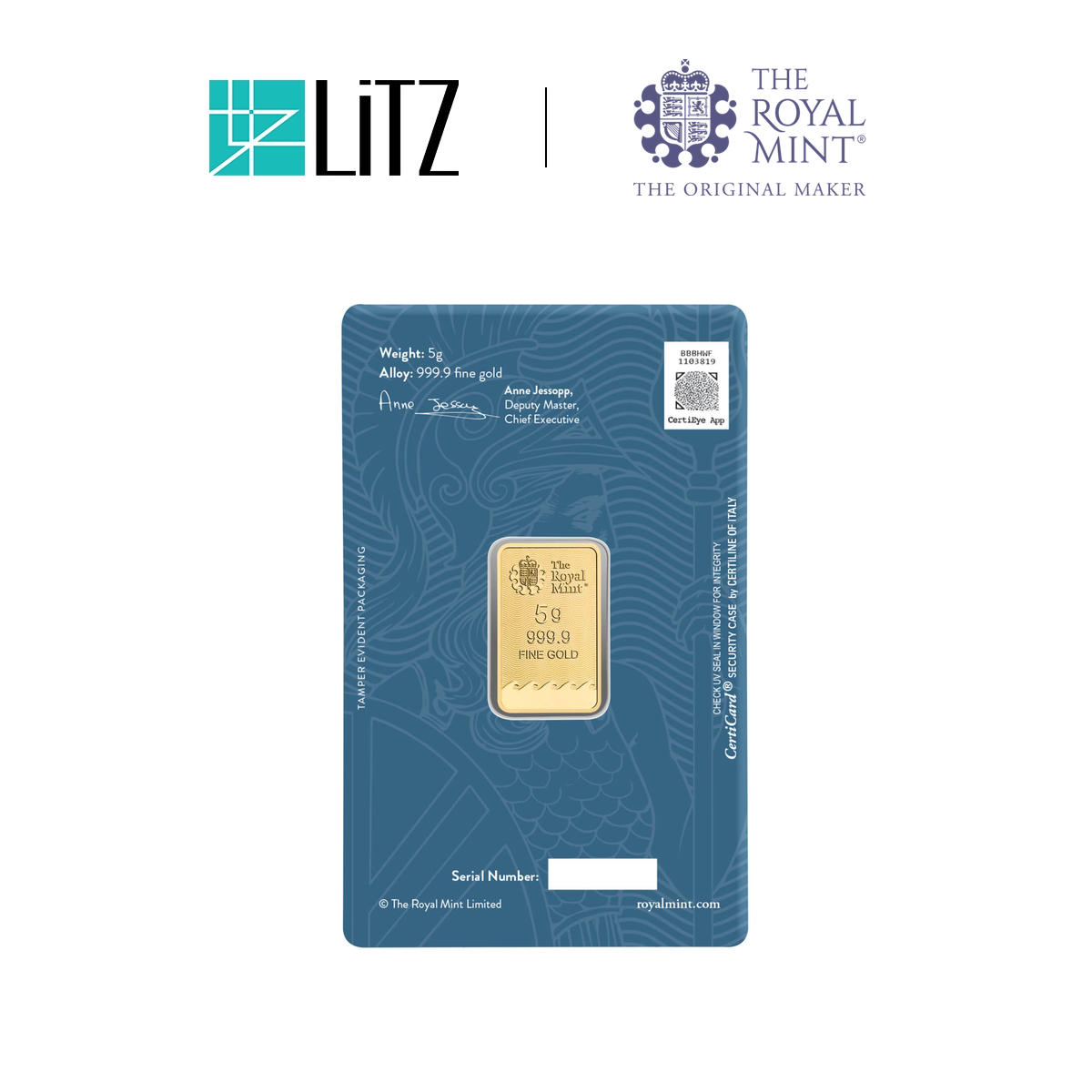 [5 gram] LITZ Royal Mint Britannia Gold Bar (999.9) PG302