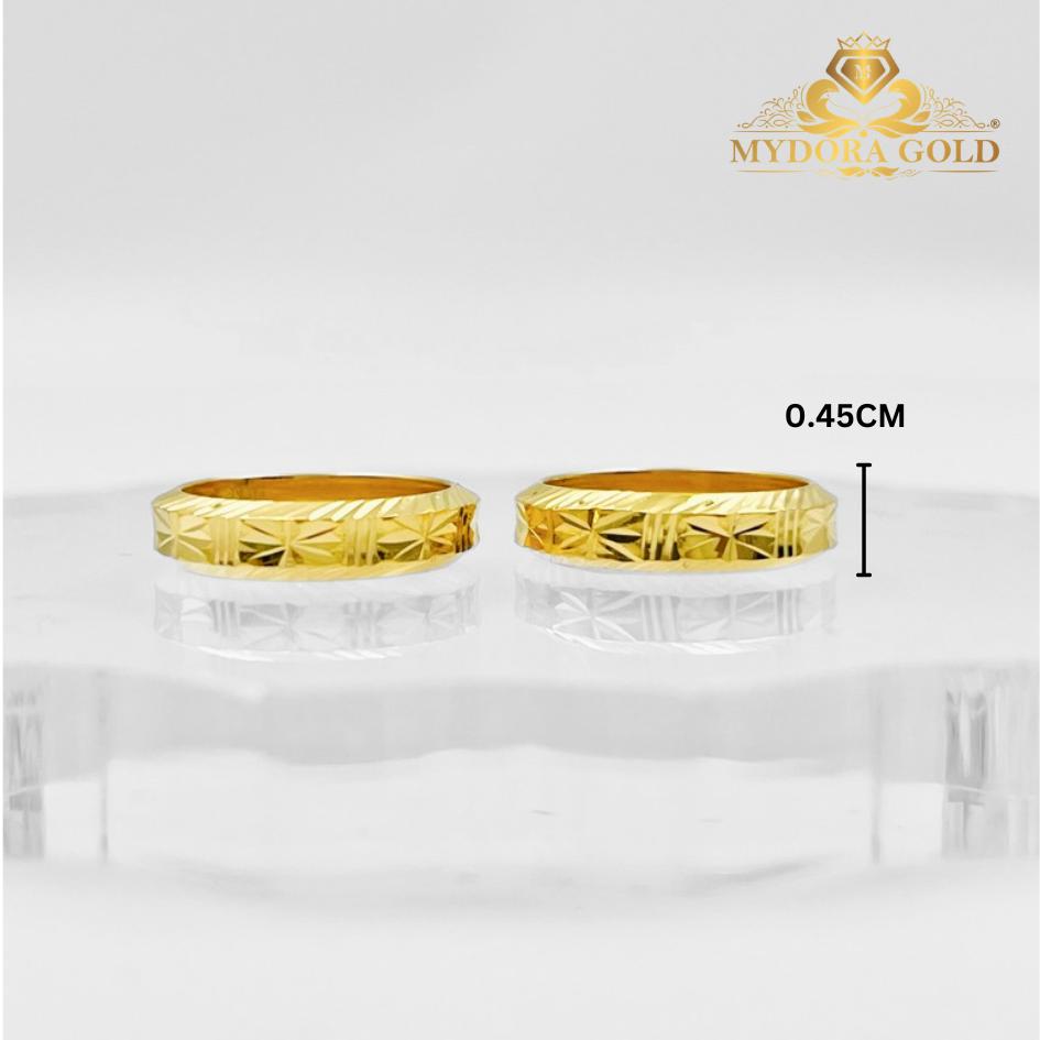 MYDORA Cincin Belah Rotan Stamping Hollow Geo Klasik | Emas 916/22K