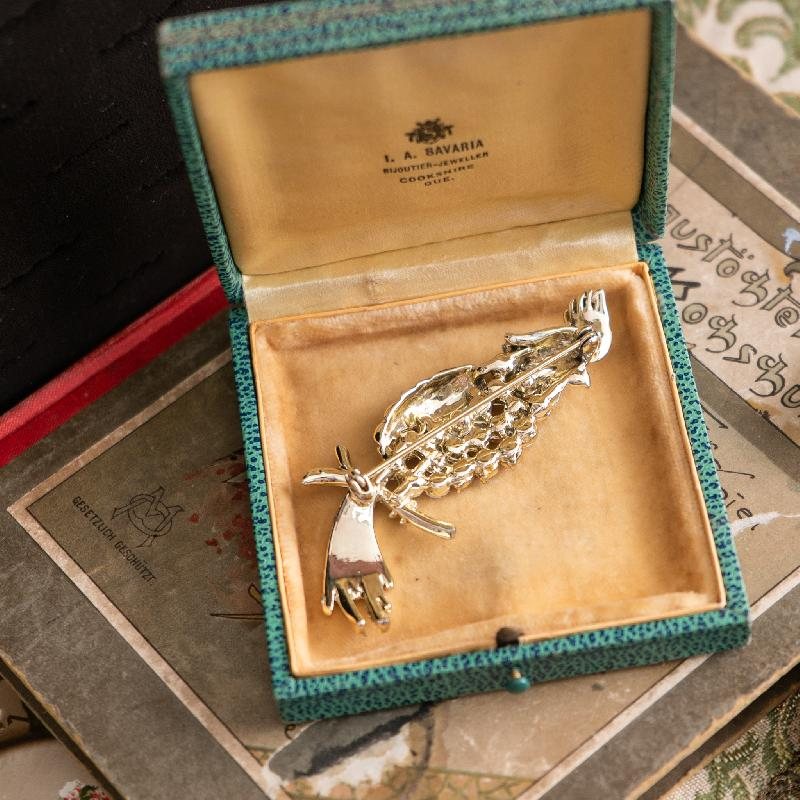RARE! Vintage C.a. 1960s BSK Aurora Borealis cockatoo/ Parrot Bird Brooch (MW165)