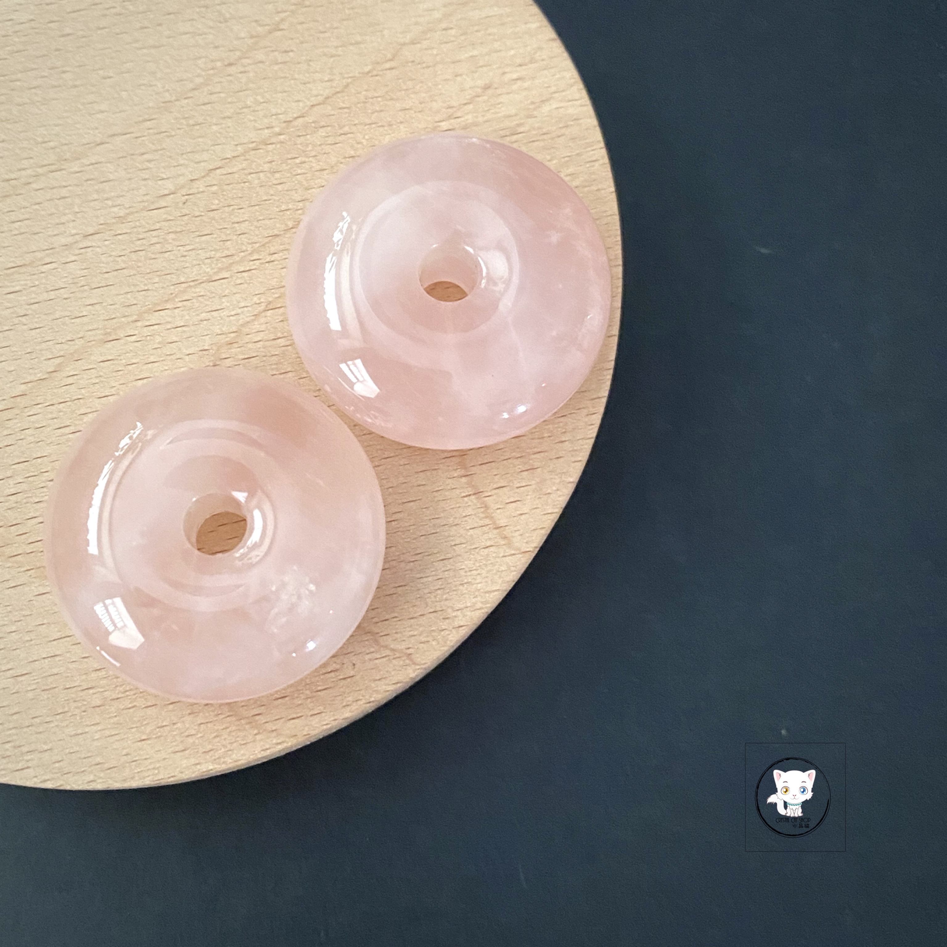 粉水晶平安扣吊墜 29mm