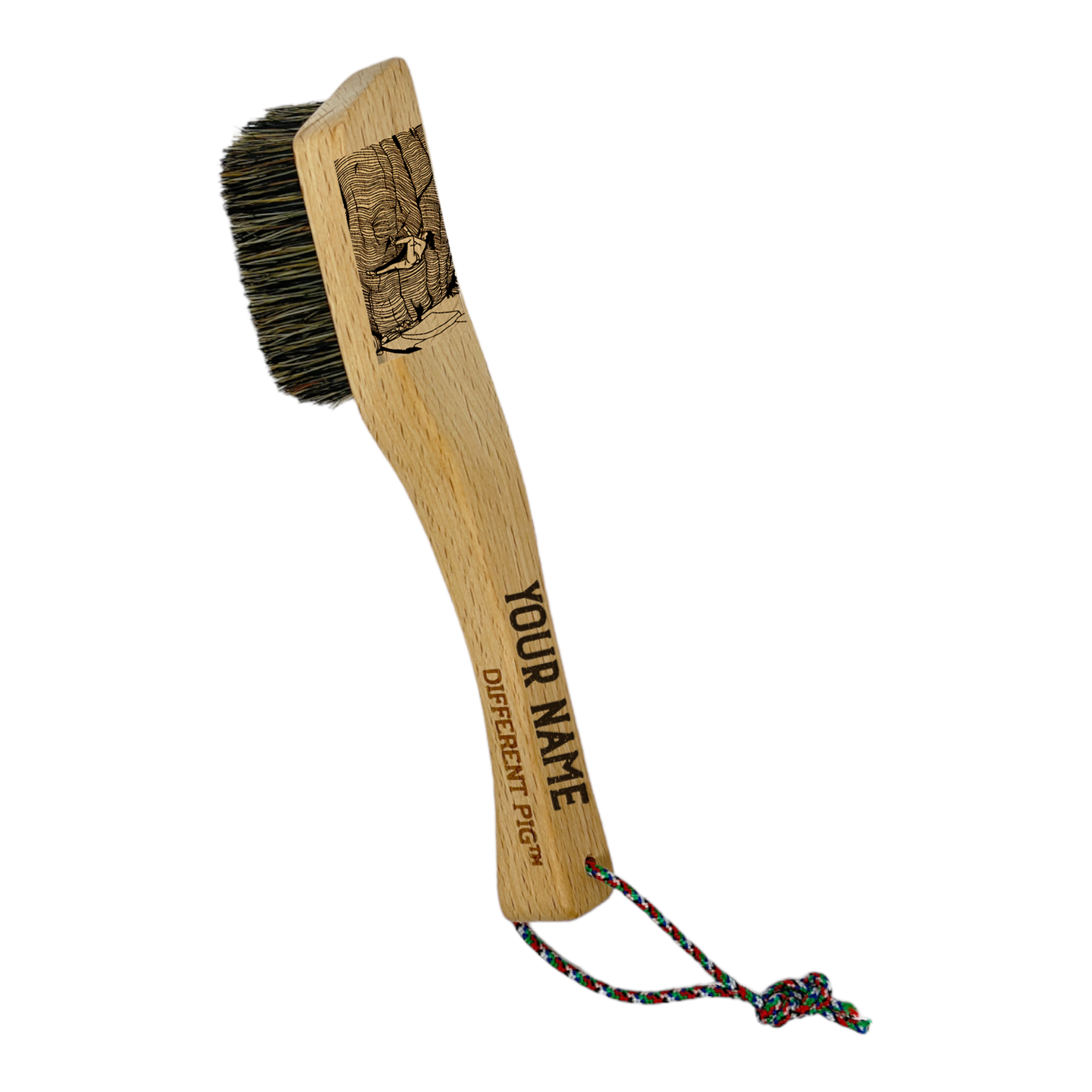 【來圖訂製】𝗗𝗜𝗙𝗙𝗘𝗥𝗘𝗡𝗧 𝗣𝗜𝗚™ OG brush with paracord fully customised by you 刻圖大豬攀岩掃