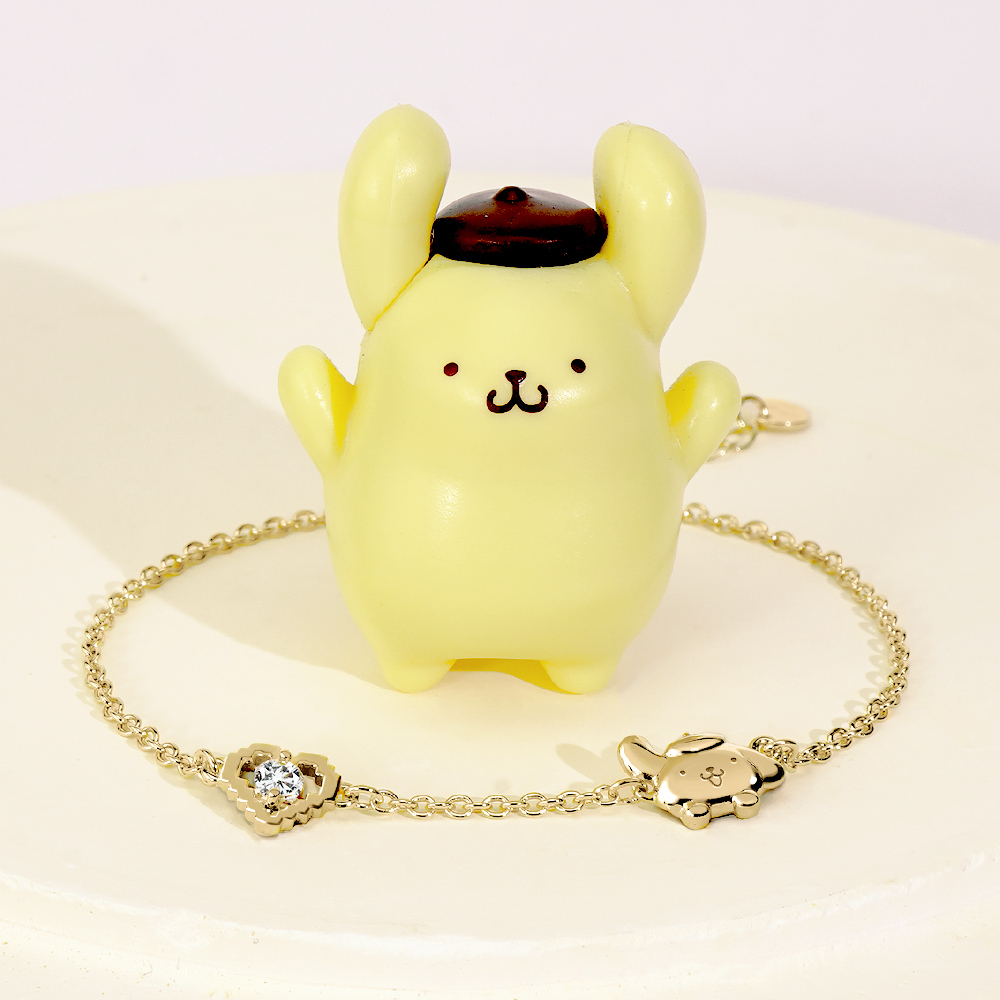 📦訂購 台灣限定 三麗鷗 SanrioＸSTORY 故事銀飾 30週年系列 Pom Pom Purin 布丁狗像素雷刻晶鑽純銀手鏈