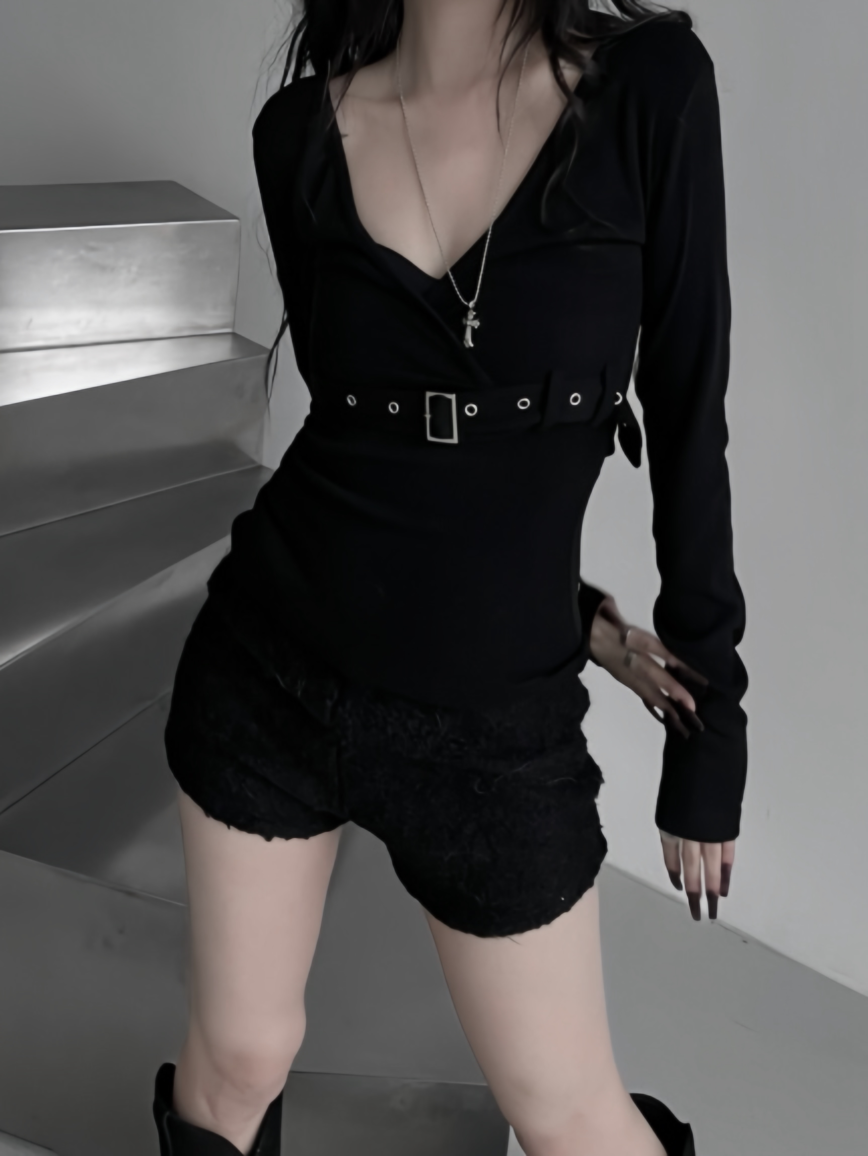 Belted Wrap V-Neck Top