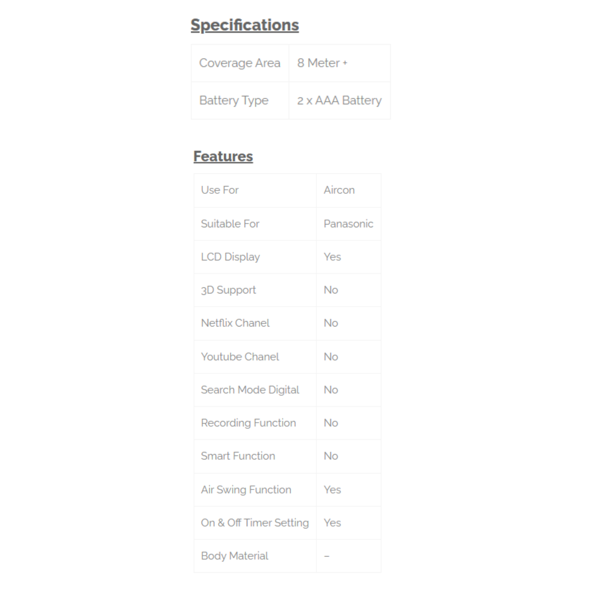 Phison Panasonic Aircon Remote Control (PR-101)