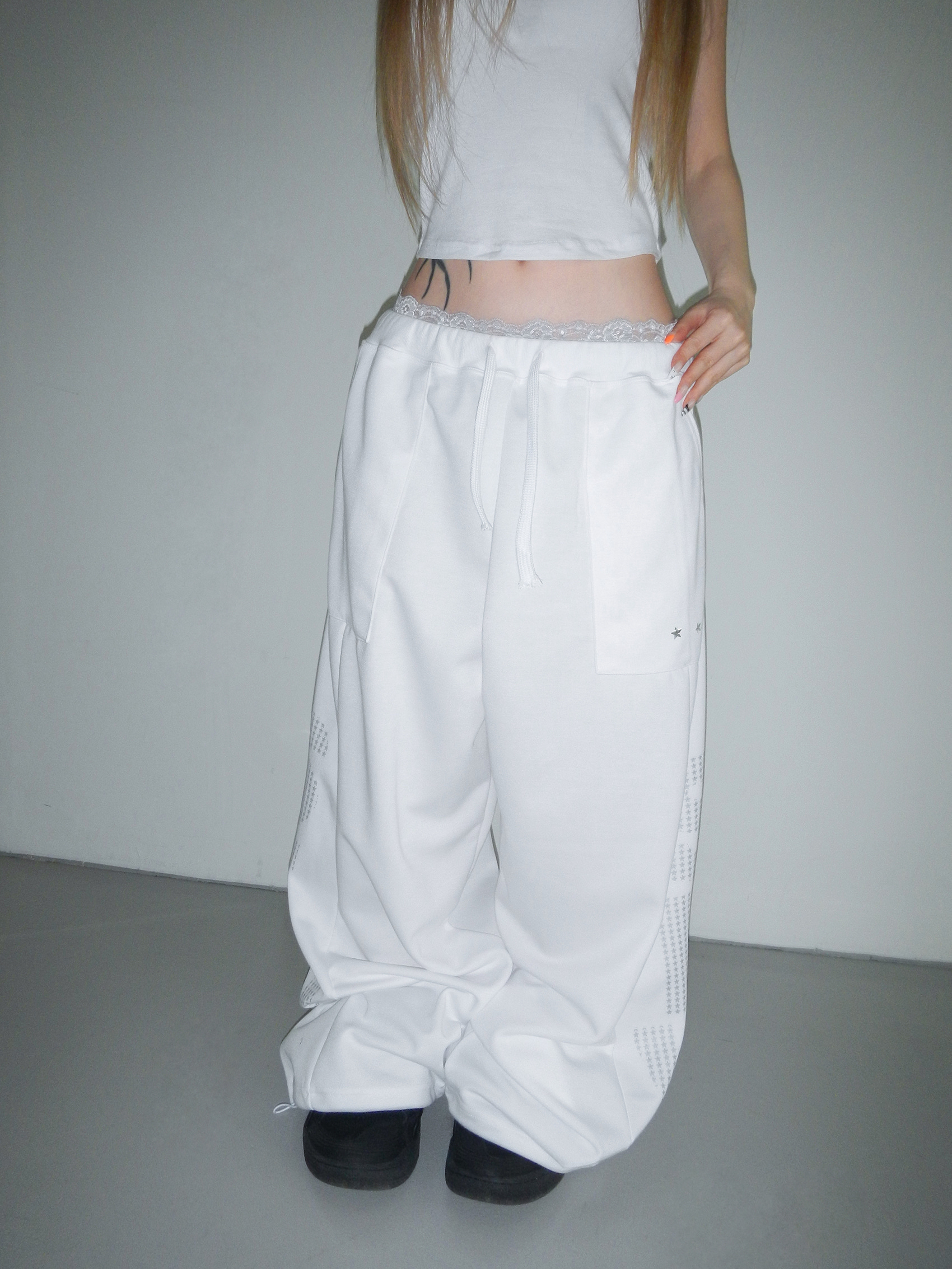 Rhinestone Wide-Leg Sweatpants