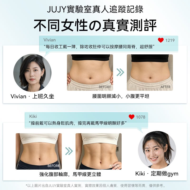 日本JUJY 無線穿戴式EMS變頻電流長短雙帶多部位燃脂塑形腰帶	