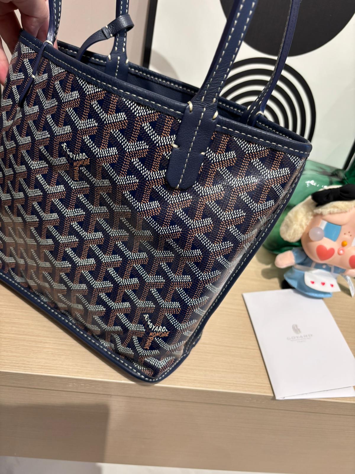 Goyard Anjou Mini Tote Bag Navy 100%Authentic, 98%New ✅收據✅Dust bag✅Pouch