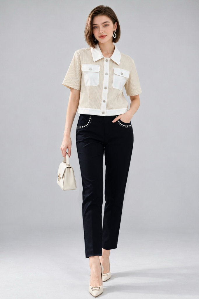 4734 Elara Pearl Trim Long Pant