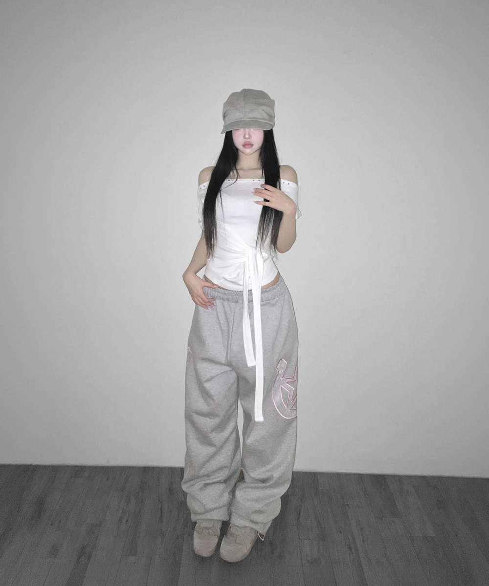 Studded Off-Shoulder Wrap Top