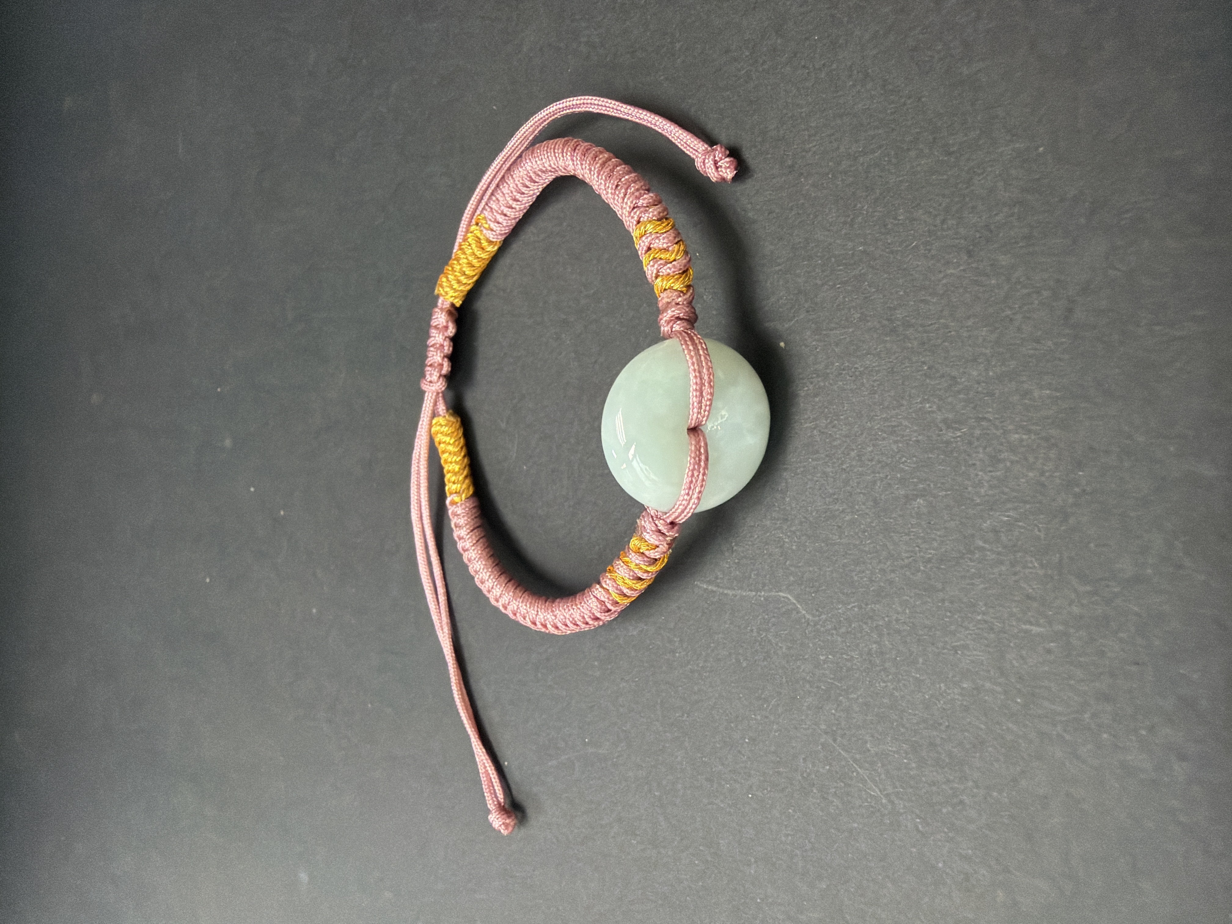 緬甸玉 平安扣（約2.5cm)手繩 （藥師佛法會加持18/5寄出）