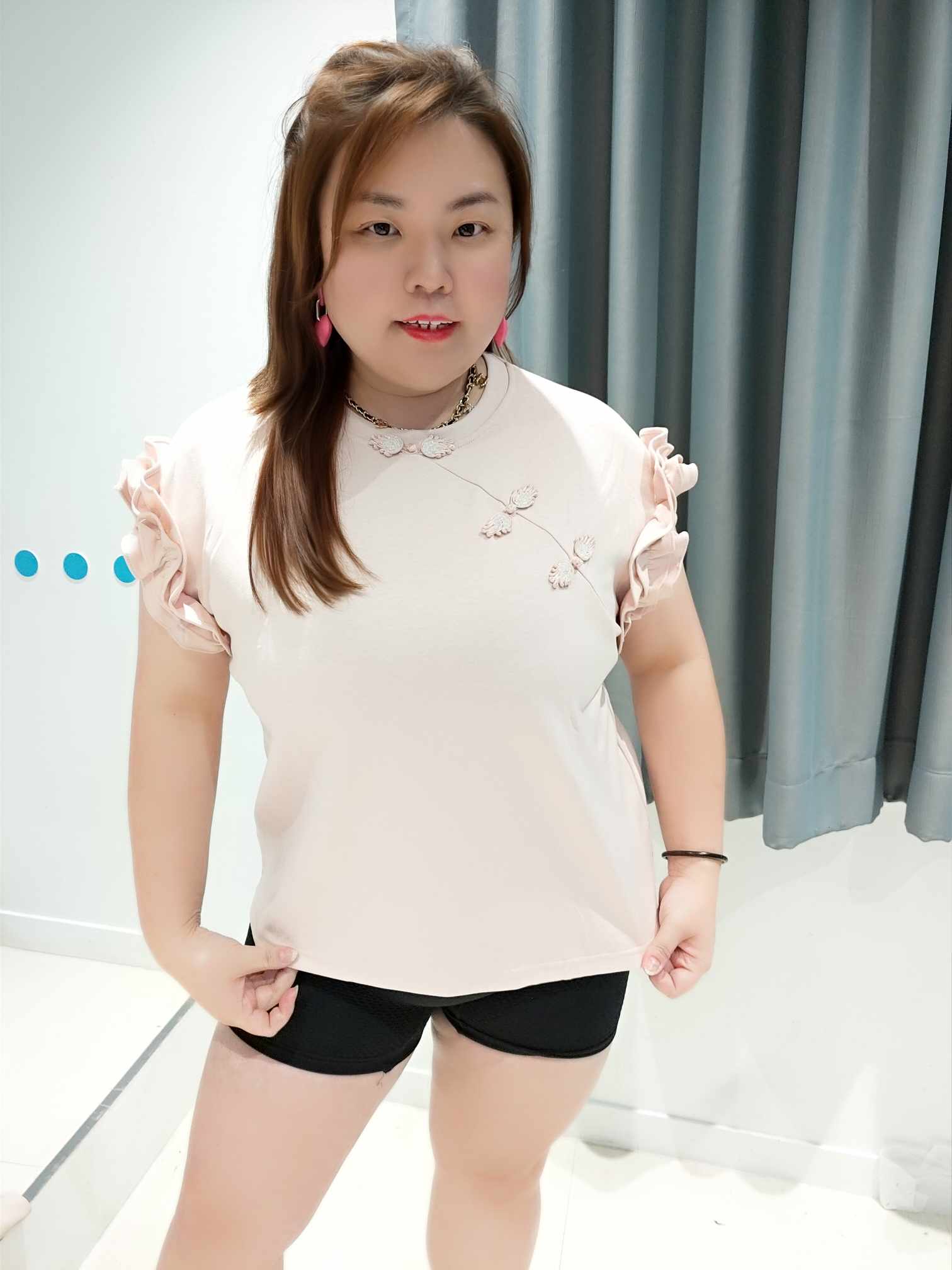 DSC11(4187#) 荷叶袖中式盘扣旗袍上衣