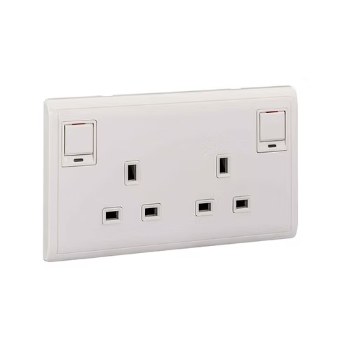 施耐德 Pieno 白 13A孖蘇有掣有燈 插座