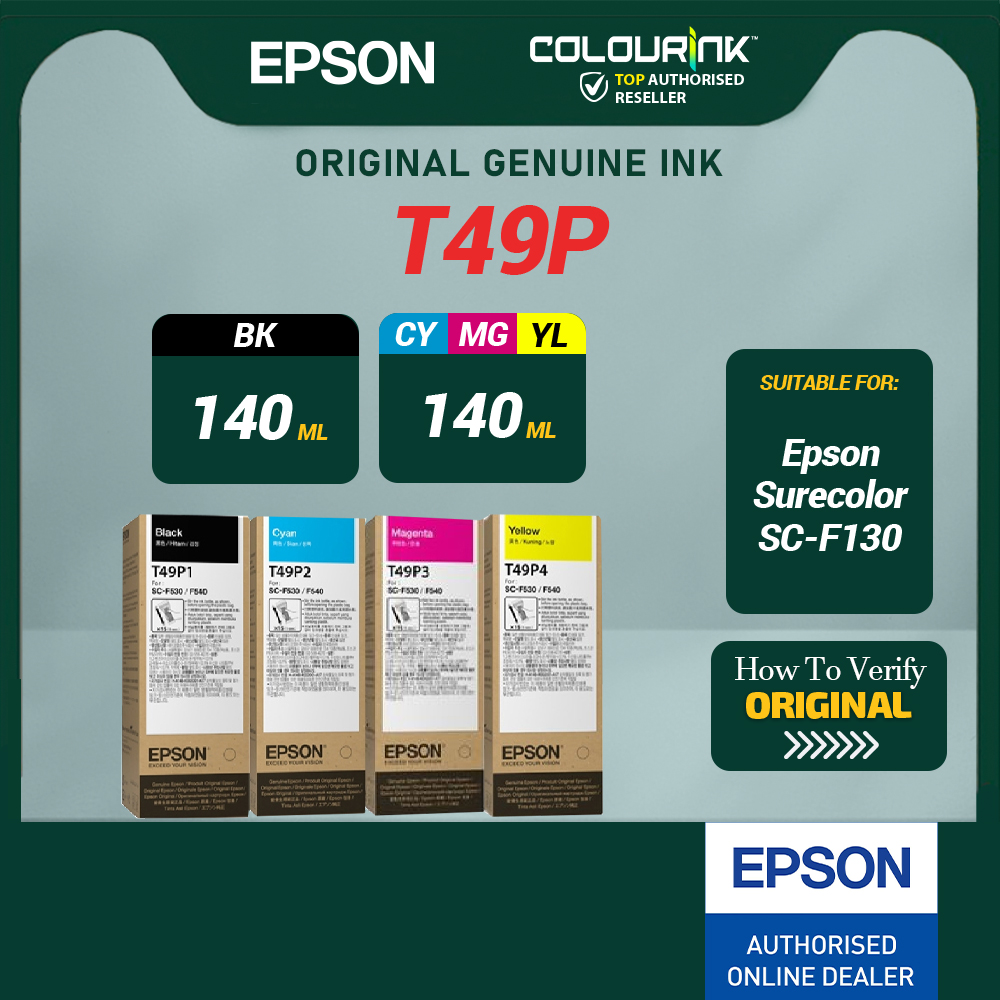 EPSON Original T49P Dye Sublimation Ink for SC-F130 SC-F530 Printer C13T49P100  C13T49P200  C13T49P300  C13T49P400
