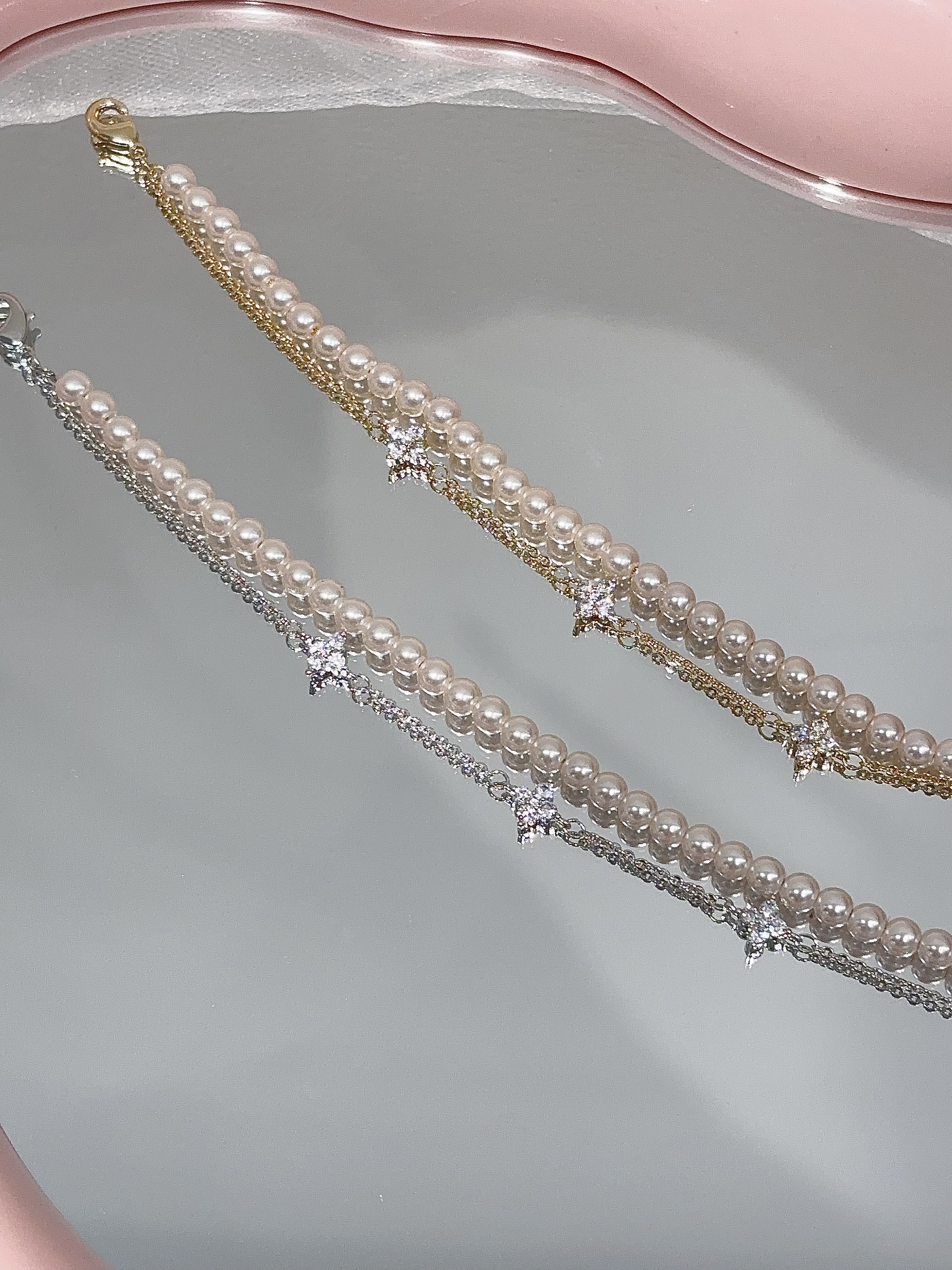 四叶草×珍珠双链手链