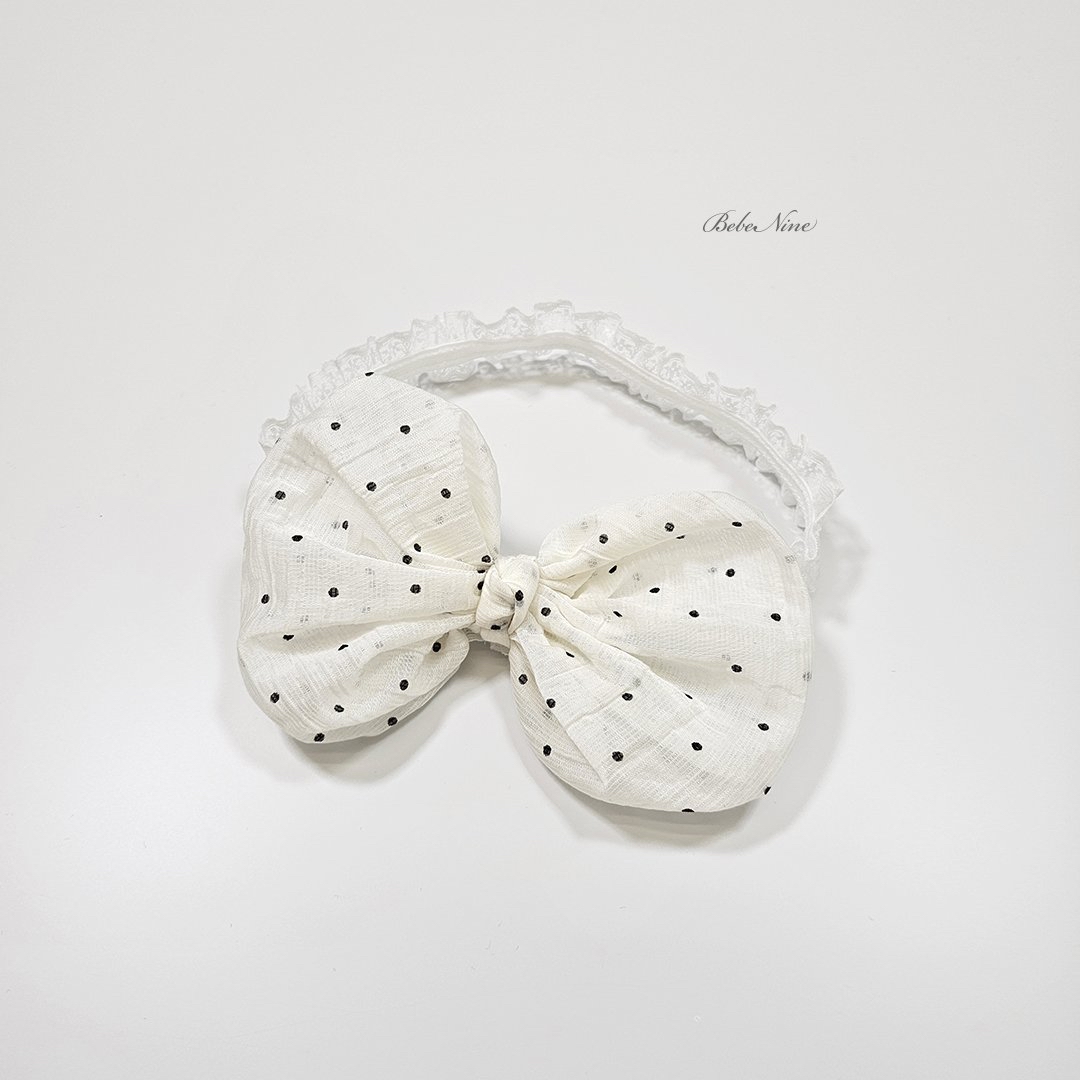 ☀️預訂 韓國直送☀️🇰🇷Bebenine兩色蕾絲波點蝴蝶結髮帶