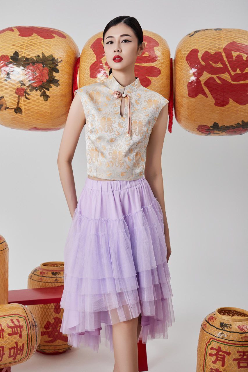 前短后长网纱半裙 1395