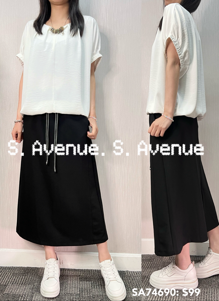 SA74690: 壓撍袖V領束腳雪紡top