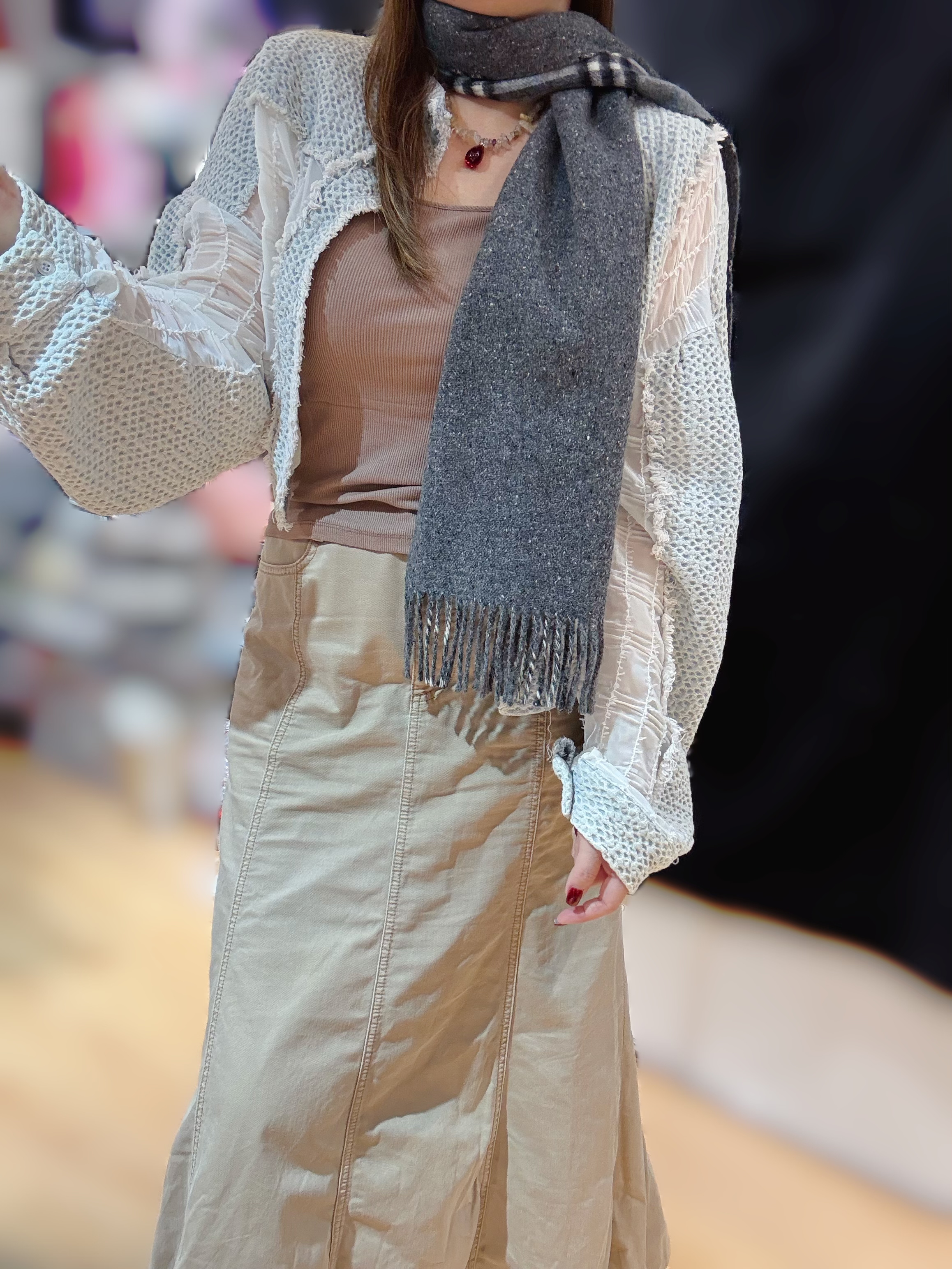 Burberry scarf short/check/grey