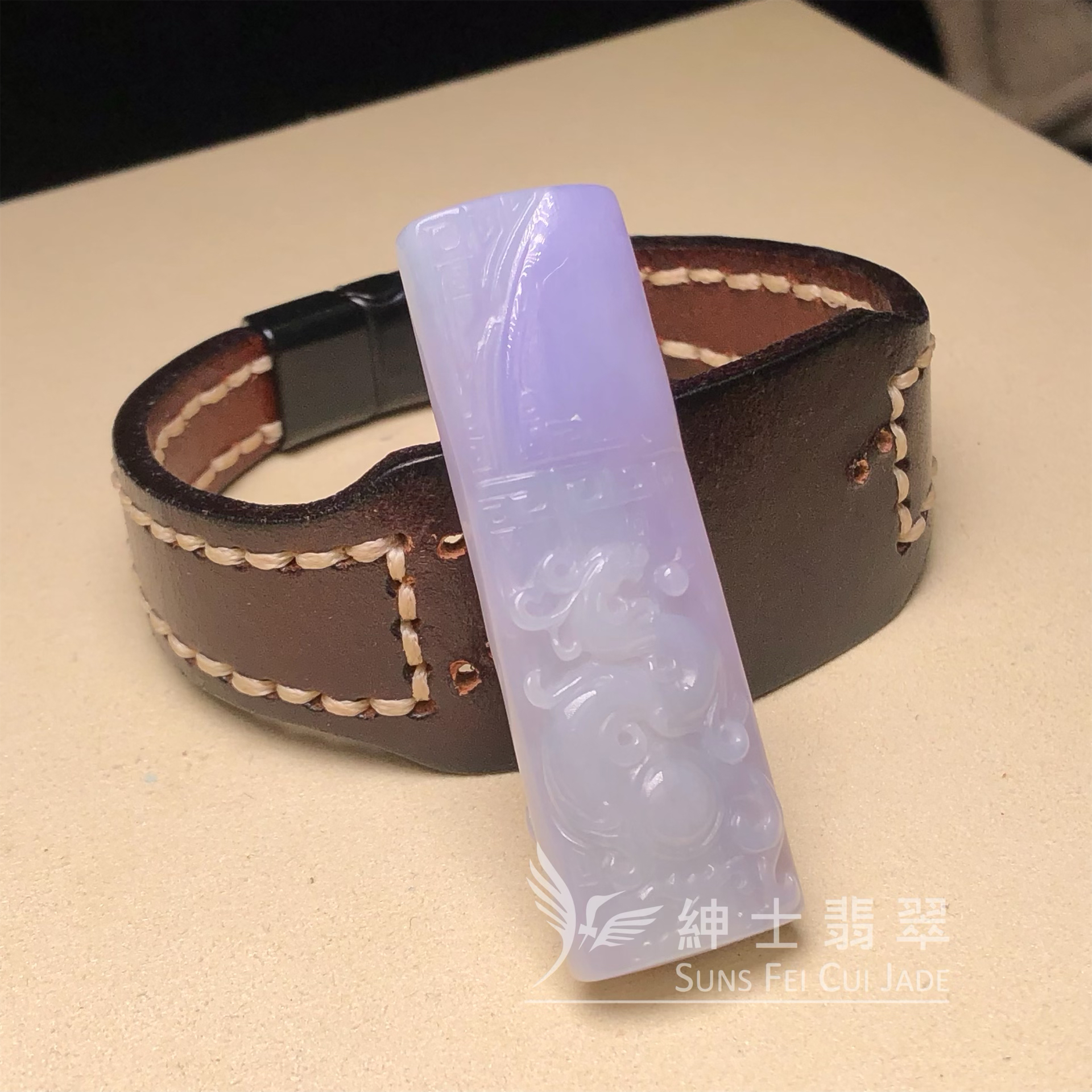 #YK00045 木那帶翡雙面雕復古龍 
