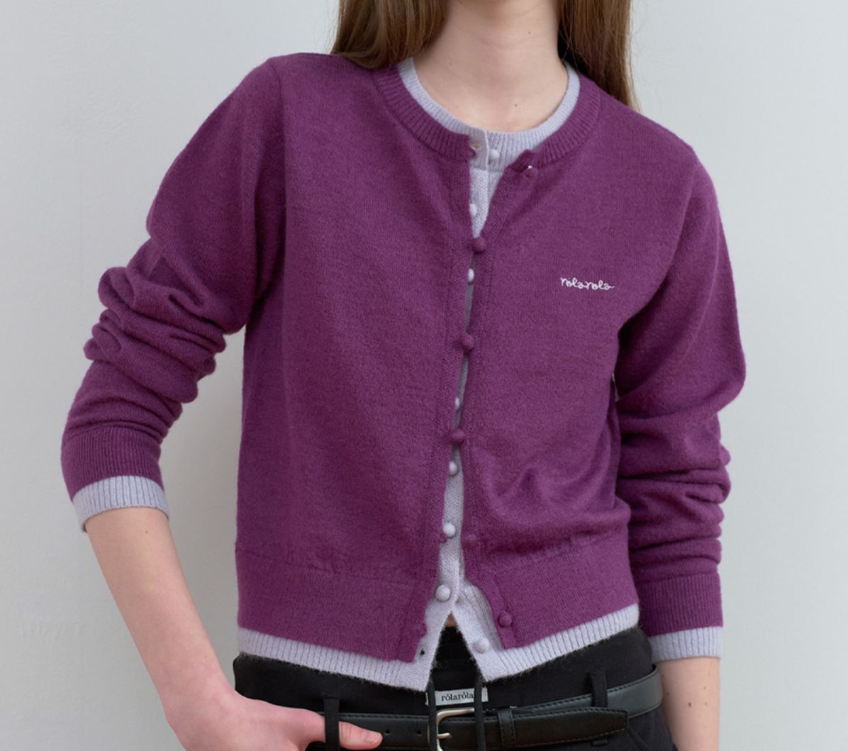 🎀Rolarola 🎀 LAYERED KNIT CARDIGAN 張元英同款 原價109000won 獨家折扣優惠 size: free Grey /olive/pink /purple 28/3截單