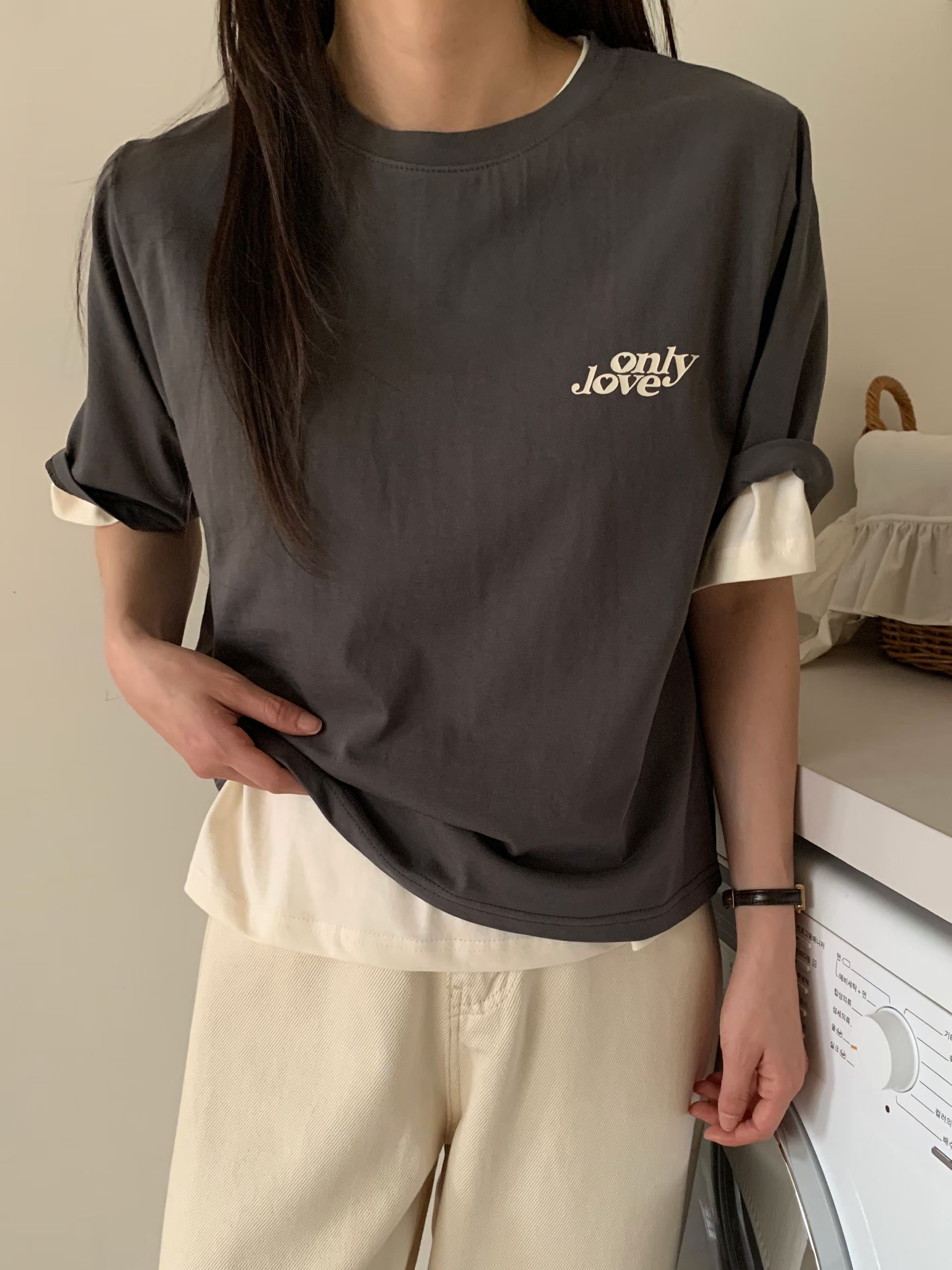 🇰🇷Only love 字母闊身T (灰色) 