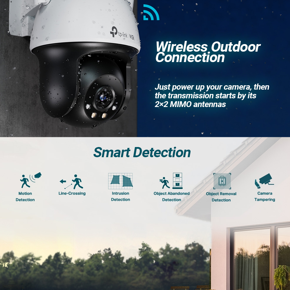 TP-Link VIGI C540 C540-W 4MP Pan Tilt Wifi CCTV 4mm Full Color PoE Wireless Network Security Outdoor Camera CCTV