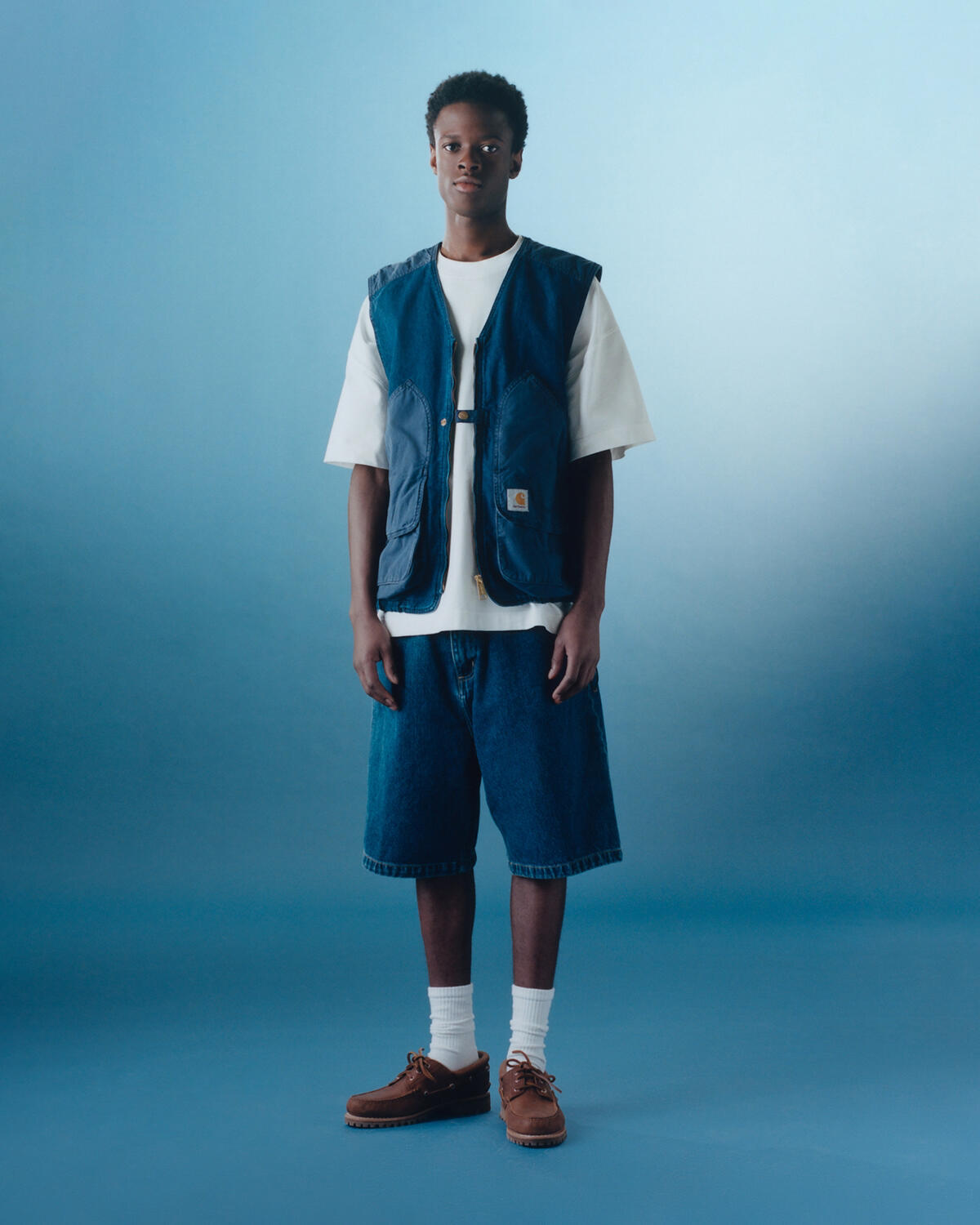 Carhartt WIP 口袋方標直筒牛仔短褲