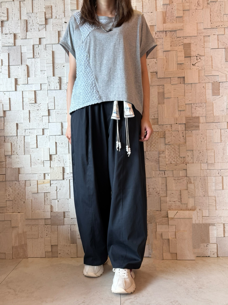 #2092 棉拼皺紋布拼接Top✨