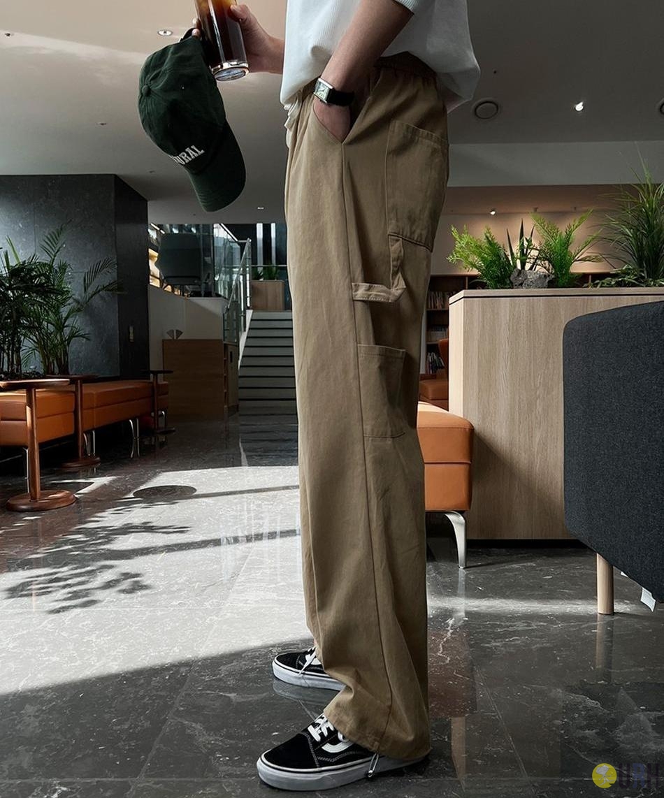 【100%保證韓國直送】韓系 Signature 水洗斜紋棉質工裝寬版長褲 👖 [5 color] RG114947