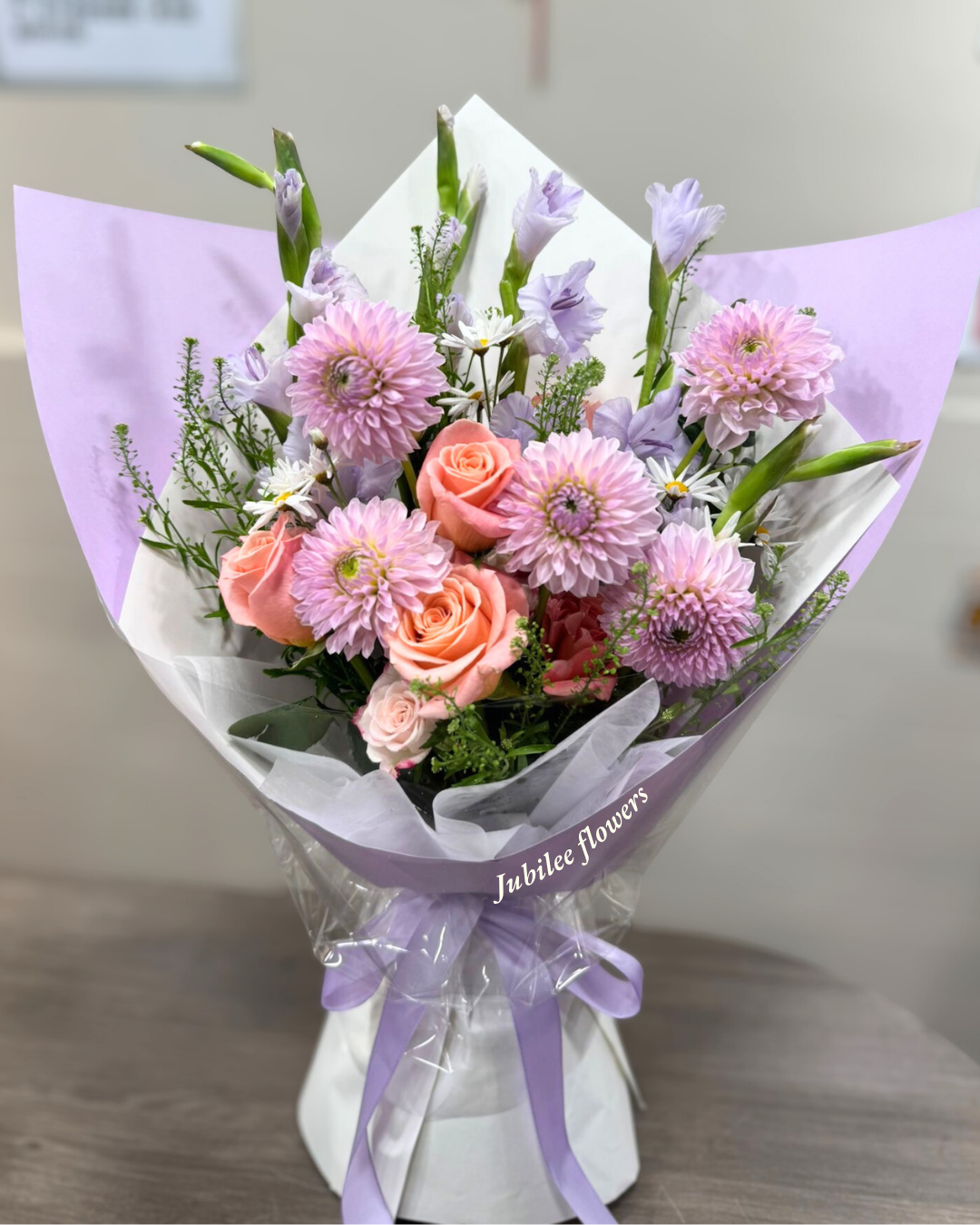 粉紫大麗花束