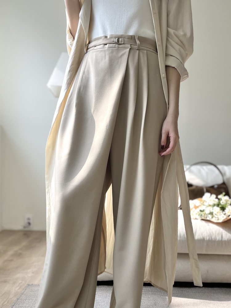 Asymmetric Wrap-Line Slacks (Beige)