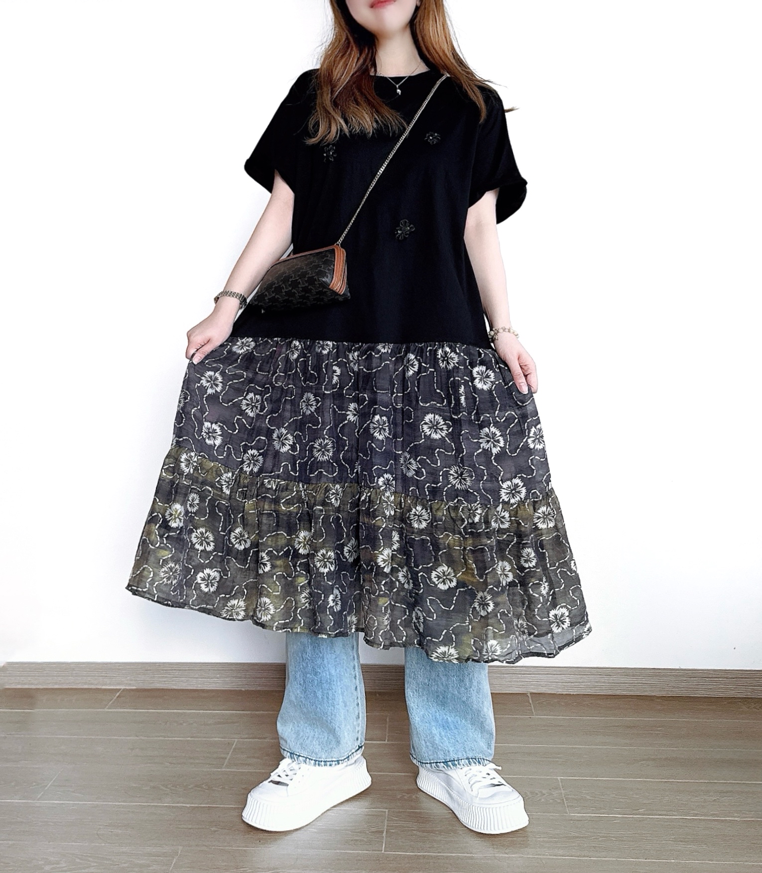 🌼初春優惠🍀 假兩件立體花網紗裙