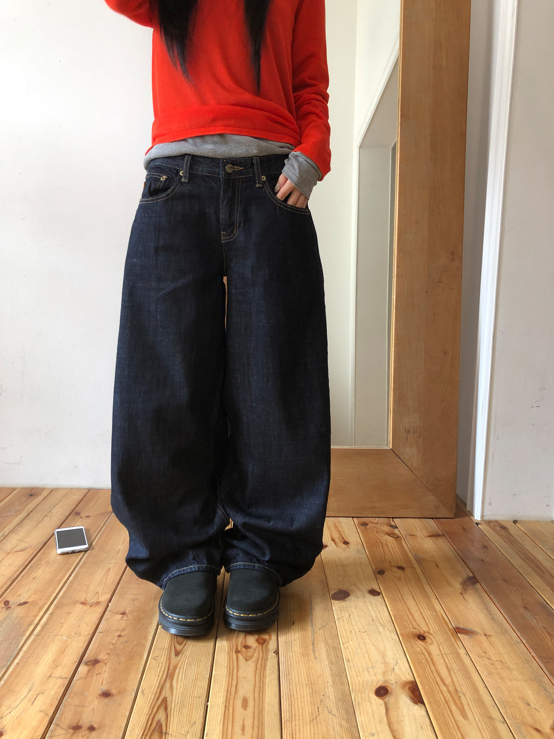 Raw Low Wide Denim Pants