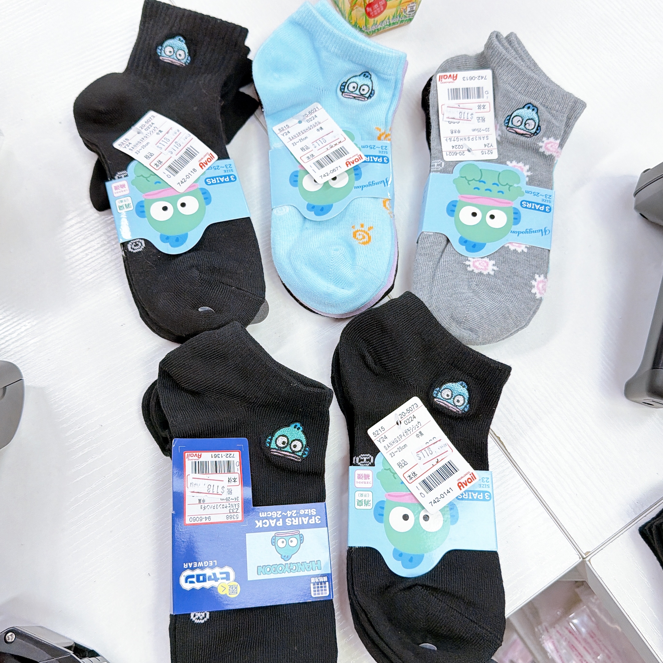 日本直送Sanrio 水怪一set三對短襪長襪 23-25cm