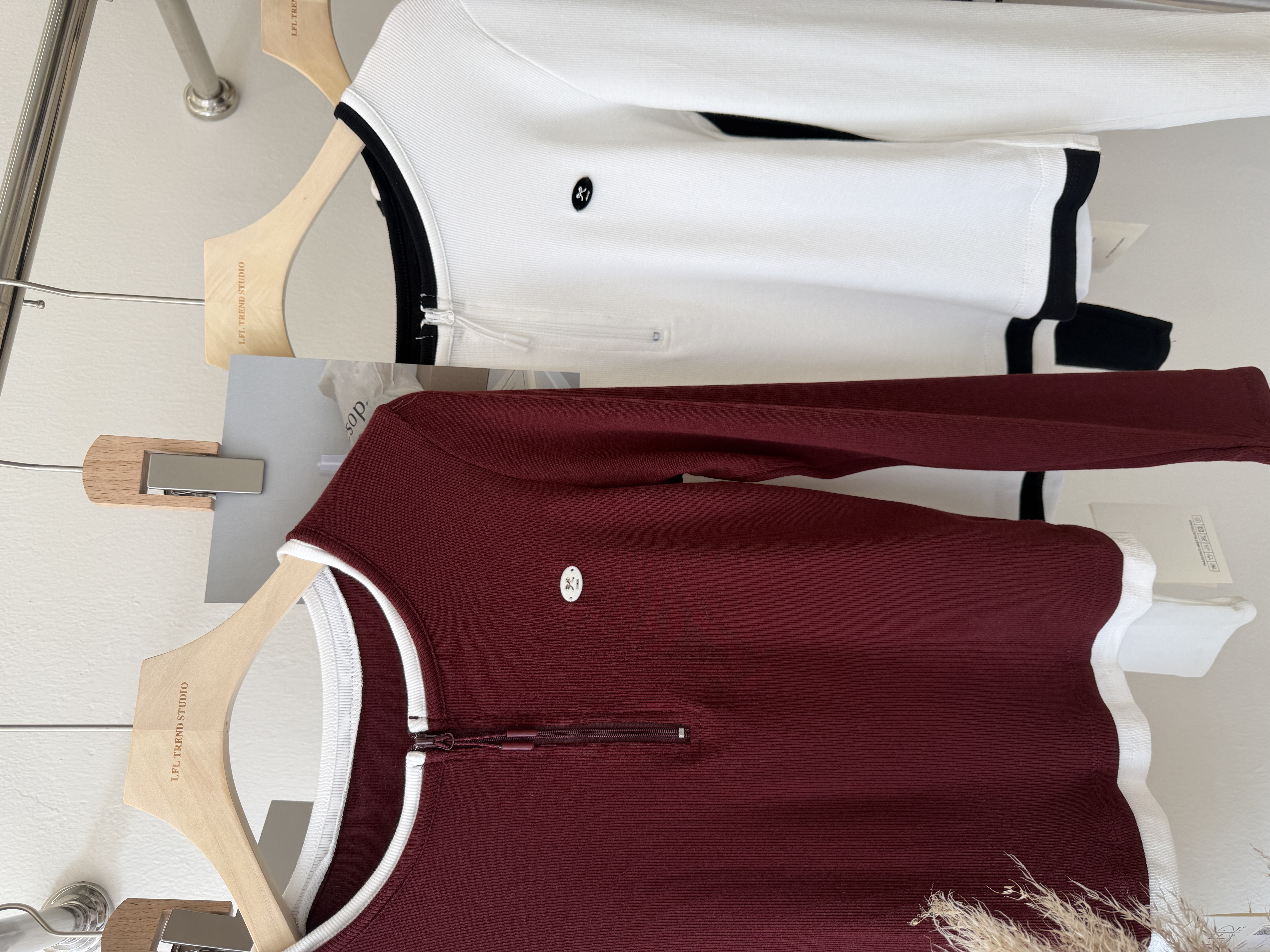 6569 爆款假两件半拉链长袖