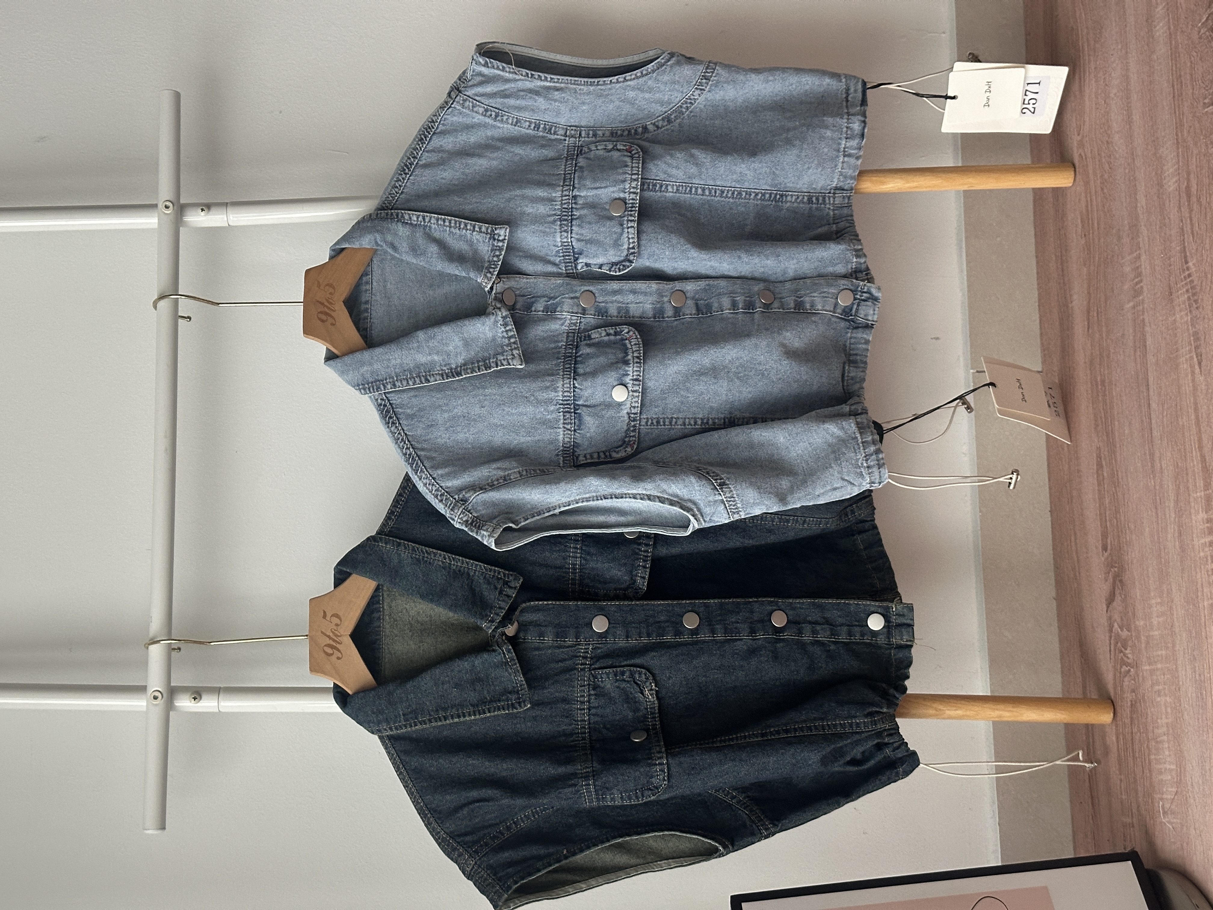 T4298 Cape Sleeve Denim Top / Jacket - Dark Blue & Light Blue