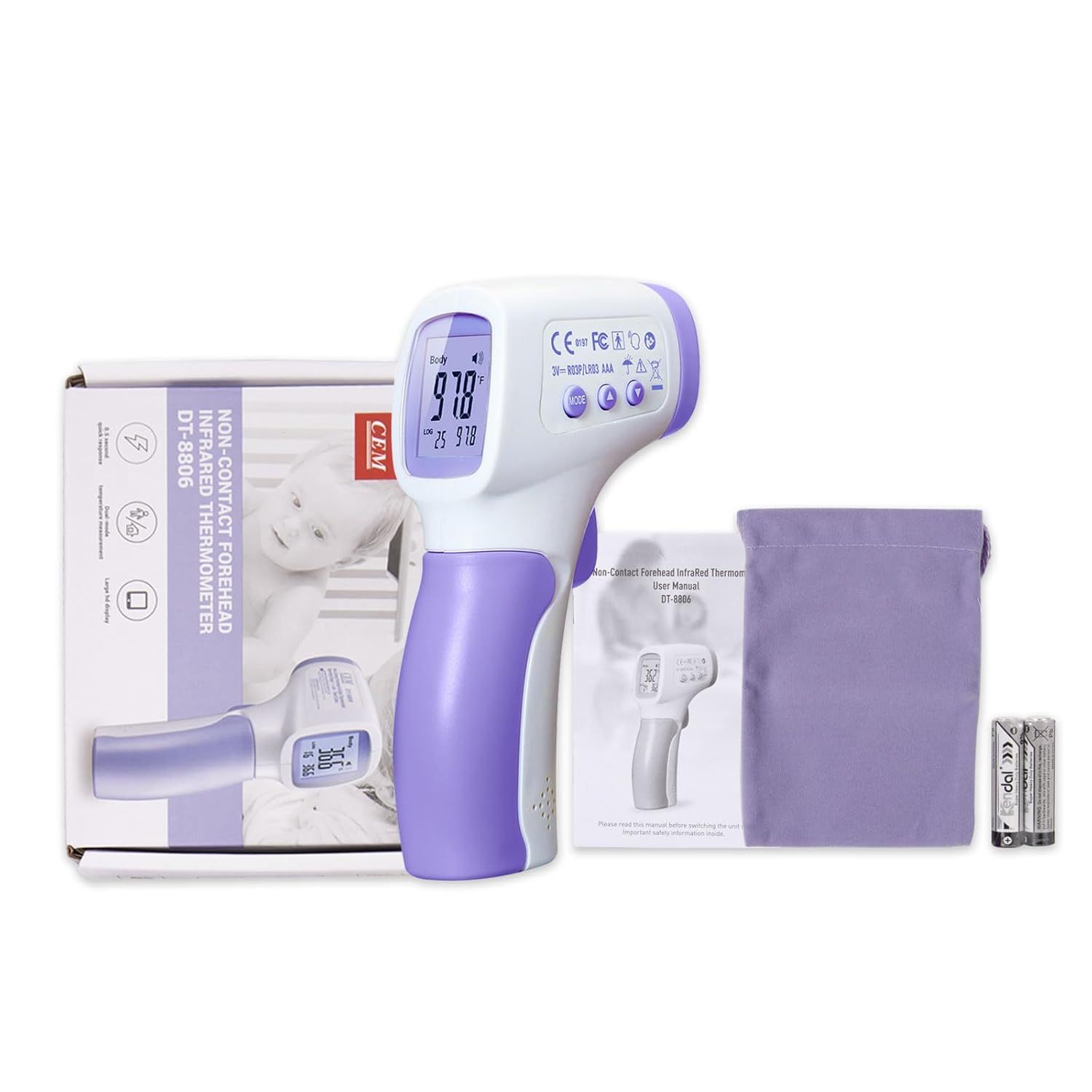CEM DT-8806 非接觸式紅外線額頭體溫計套裝