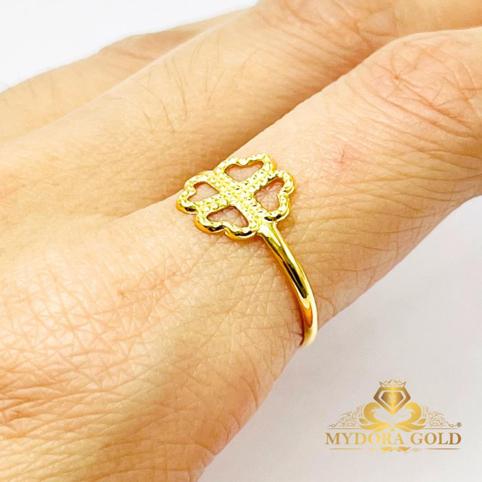 MYDORA Cincin Stamping Lucky Leaf l EMAS 916/22K