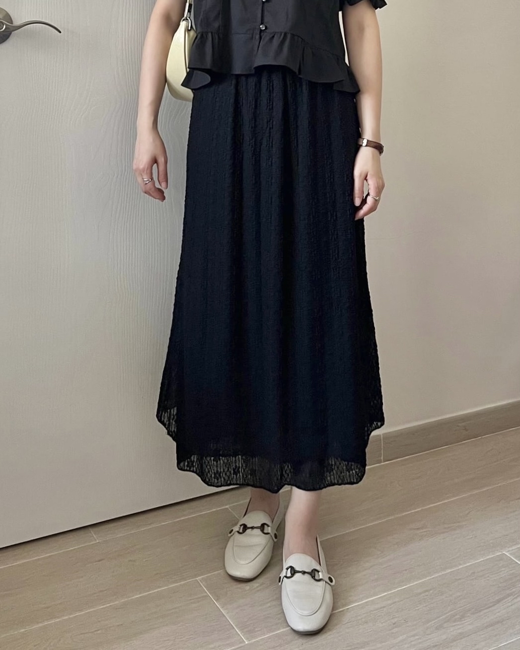 lace雙層小花長裙 免熨