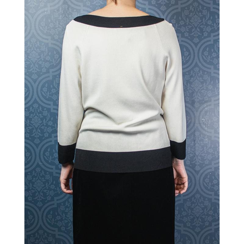 C.a. 1990s Classic Black and White Knitted Top - Size M/L