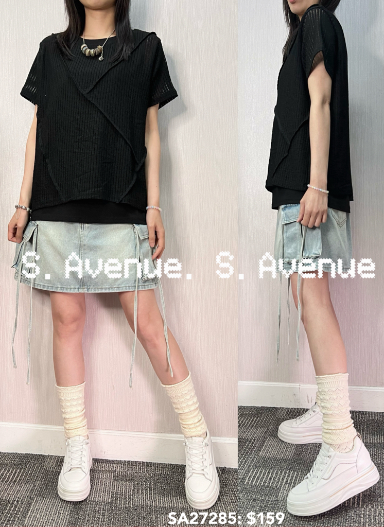 SA27285: 短袖網網拼棉假兩件