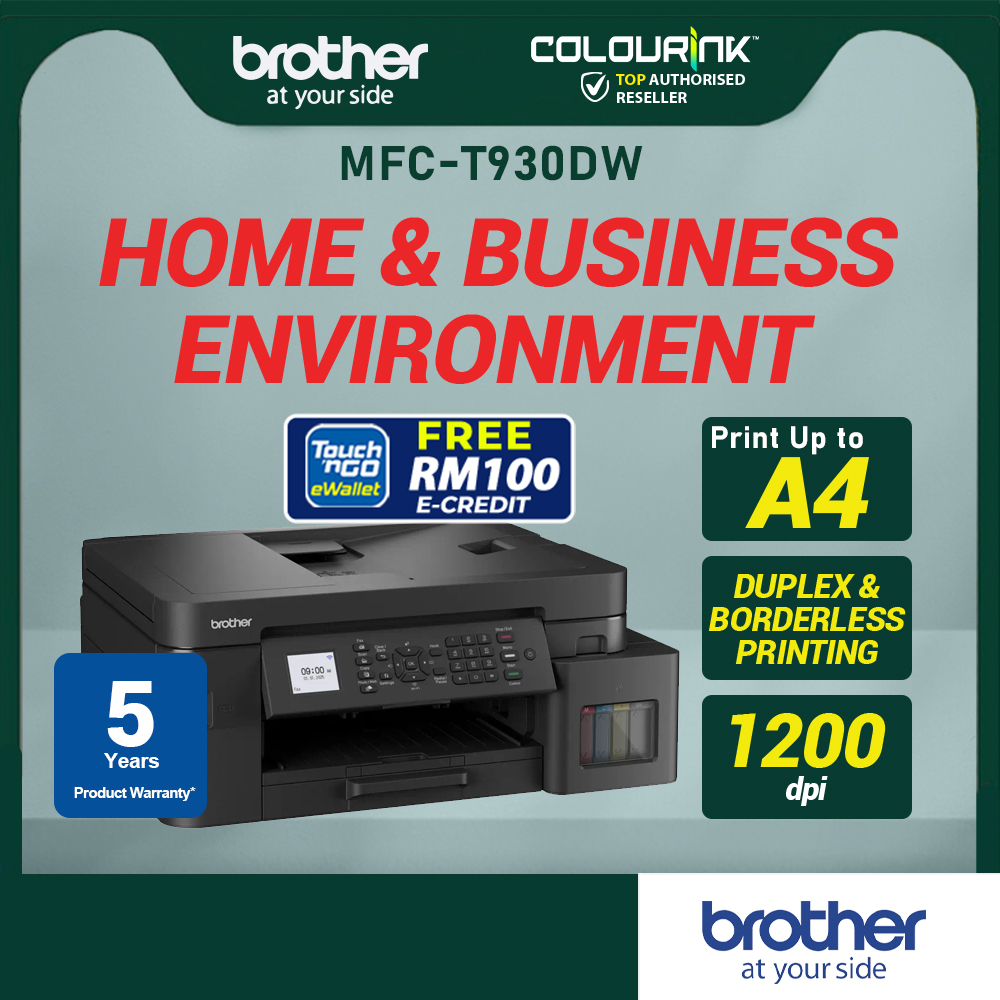 Brother MFC-T930DW A4 All in One Wireless Colour Inkjet Refill Ink Tank Printer, Mobile Printing AirPrint Support